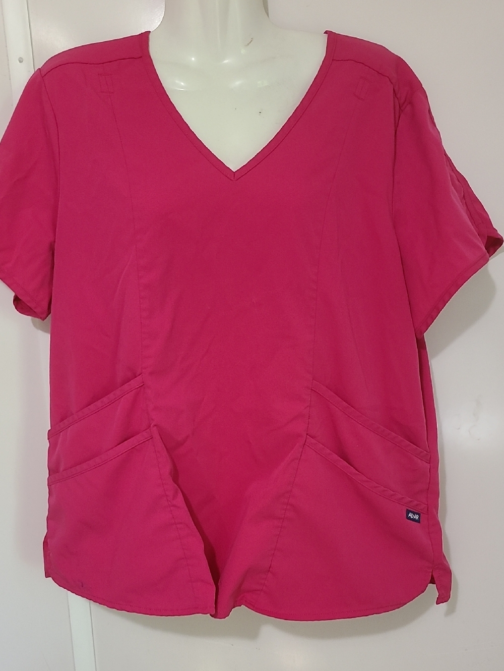Women's V-Neck Medical Scrub Tunic in Hot Pink